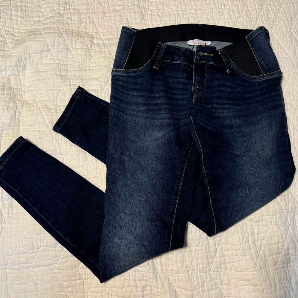 ISABEL MATERNITY BLUE SKINNY JEANS 2/26R BELLY SUPPORT COMFORT STRETCH